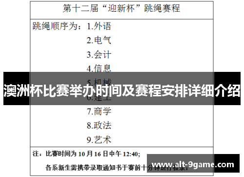 澳洲杯比赛举办时间及赛程安排详细介绍 澳洲杯比赛举办时间及赛程安排详细介绍
