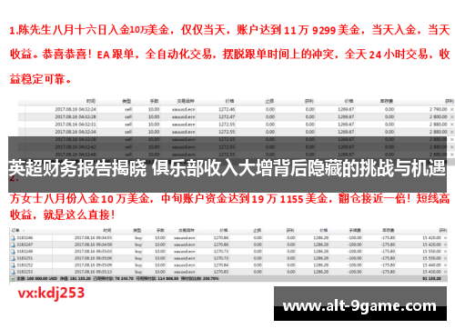 英超财务报告揭晓 俱乐部收入大增背后隐藏的挑战与机遇 英超财务报告揭晓 俱乐部收入大增背后隐藏的挑战与机遇